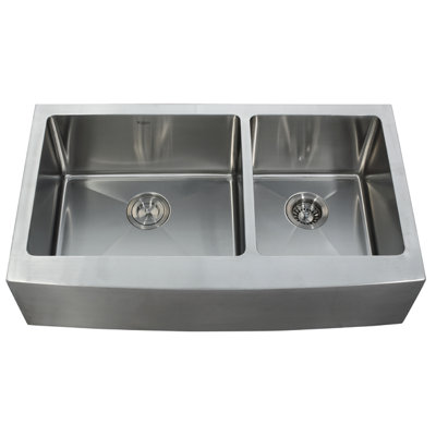 Kraus Farmhouse 33" 70/30 Double Bowl Kitchen Sink with Faucet and Soap Dispenser