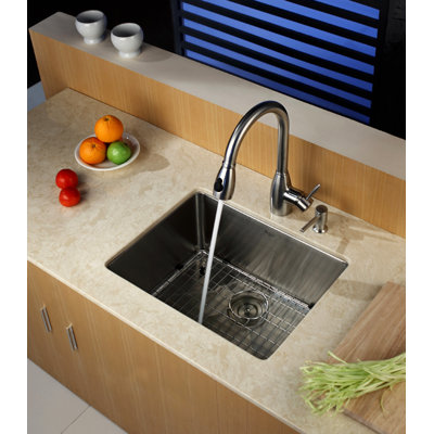 Kraus Undermount 32" Single Bowl Kitchen Sink with Faucet and Soap Dispenser