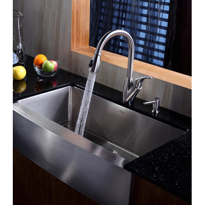 Kraus Farmhouse 36" Kitchen Sink with Faucet and Soap Dispenser