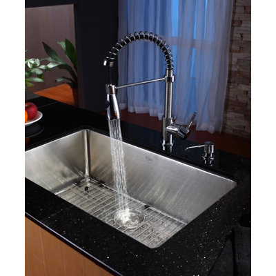 Kraus 30" x 18" Undermount Kitchen Sink with Faucet and Soap Dispenser