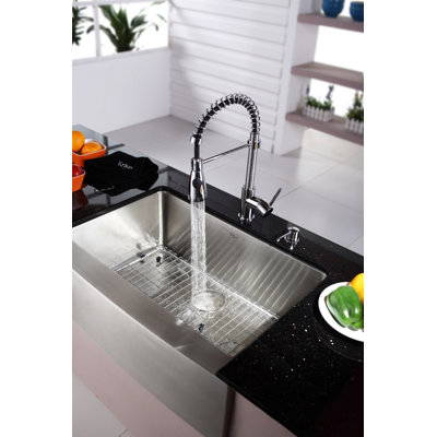 Kraus Farmhouse 30" Kitchen Sink with Faucet and Soap Dispenser