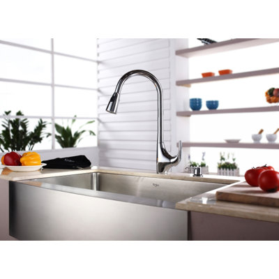 Kraus Farmhouse 33" Single Bowl Kitchen Sink with Faucet and Soap Dispenser