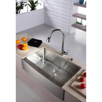 Kraus Farmhouse 33" Single Bowl Kitchen Sink with Faucet and Soap Dispenser