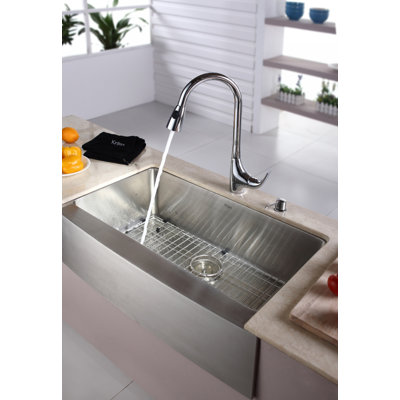 Kraus Farmhouse 33" Single Bowl Kitchen Sink with Faucet and Soap Dispenser