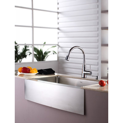 Kraus Farmhouse 33" Kitchen Sink with Faucet and Soap Dispenser