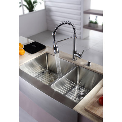 Kraus Farmhouse 33" Kitchen Sink with Faucet and Soap Dispenser
