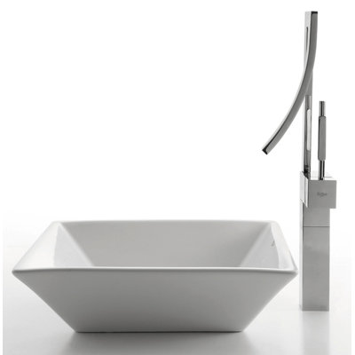 Kraus 16.5" Ceramic Square Vessel Sink in White