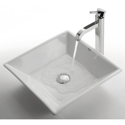 Kraus 16.5" Ceramic Square Vessel Sink in White