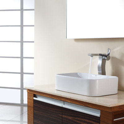 Kraus Combos Rectangular Ceramic Sink and Single Hole Faucet with Single Hande