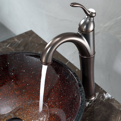 Kraus Callisto Glass Vessel Sink and Riviera Faucet
