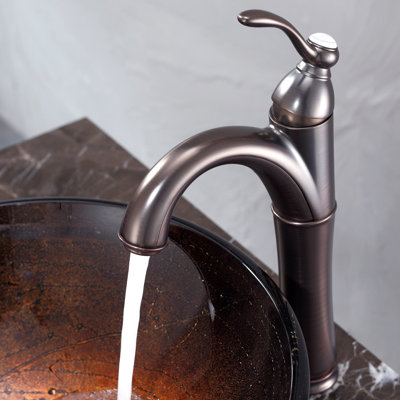 Kraus Copper Illusion Glass Vessel Sink and Riviera Faucet