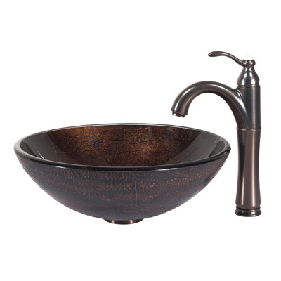 Kraus Copper Illusion Glass Vessel Sink and Riviera Faucet