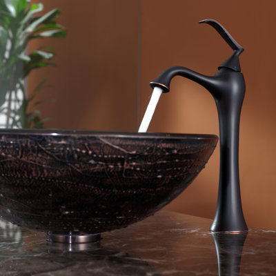 Kraus Copper Illusion Glass Vessel Sink and Ventus Faucet