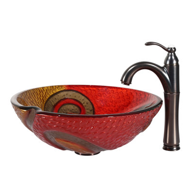 Kraus Copper Snake Glass Vessel Sink and Riviera Faucet