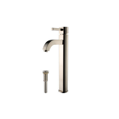 Kraus Ceramic 6" x 15.7" Round Sink in White with Ramus Single Lever Faucet