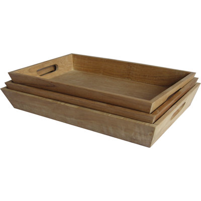 Arbora Teak Rectangular Teak Serving Tray (Set of 3)