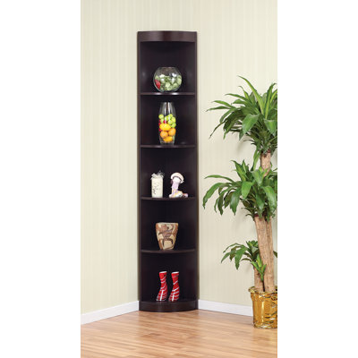 Hokku Designs Tray Five-Shelves Corner Display Cabinet / Stand in Coffee Bean