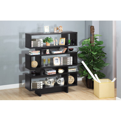 Hokku Designs Celio Three-Tier Bookcase / Display Cabinet in Black