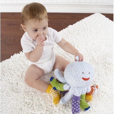 Baby Aspen "Mr. Sock T. Pus" Plush Octopus with 4 Pairs of Socks in Blue