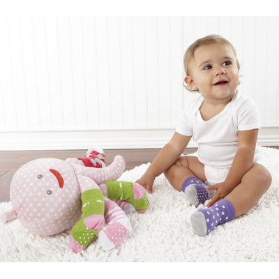 Baby Aspen "Mrs. Sock T. Pus" Plush Octopus with 4 Pairs of Socks in Pink