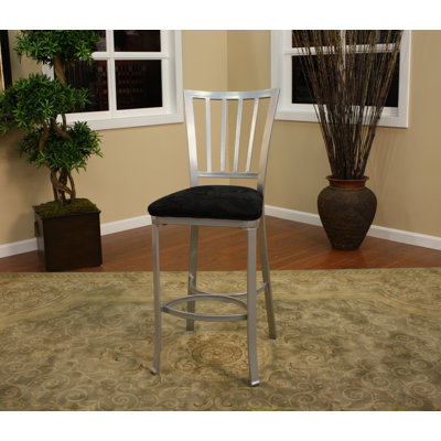 American Heritage Alexa Stool in Silver with Black Microfiber