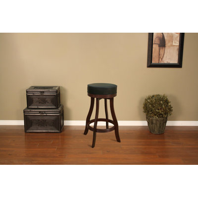 American Heritage Designer Stool in English Tudor with Black Leatherette