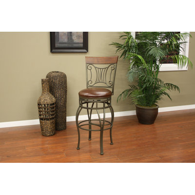 American Heritage Helena Stool in Bronze with Brick Leather