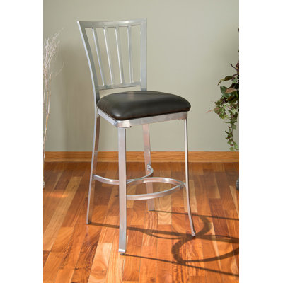 American Heritage Alexa Stool in Silver with Black Microfiber