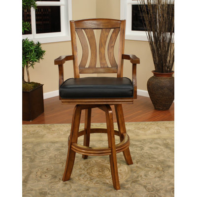 American Heritage Bradbury Stool in Vintage Oak with Black Leatherette