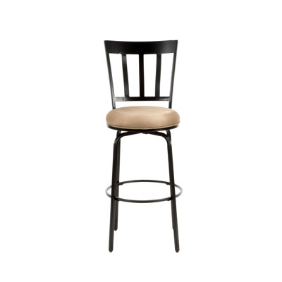 American Heritage Skyline Stool in Black with Coffee Microfiber