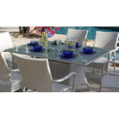 Hospitality Rattan Grenada Patio Rectangular Glass Dining Table