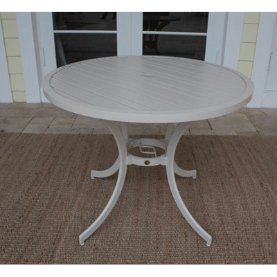 Hospitality Rattan Outdoor Slatted Aluminum Bistro Dining Table