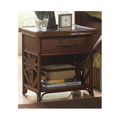 Cancun Palm 1 Drawer Nightstand with Optional Glass Top by Hospitality Rattan -image