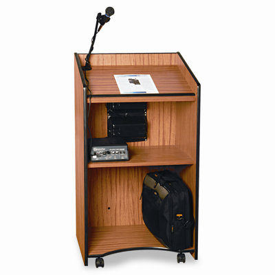 AmpliVox Sound Systems Adjustable Presidential Plus Lectern, 25-1/2w x 20-1/2d x 36 to 44h, Medium Oak                                              
