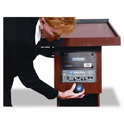 AmpliVox Sound Systems Executive Adjustable Sound Lectern, Column, 24w x 17-1/2d x 36 to 44h, Mahogany                                              