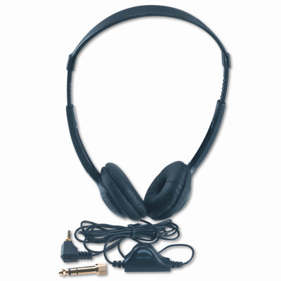 AmpliVox Sound Systems Personal Multimedia Stereo Headphones with Volume Control, Black                                                             
