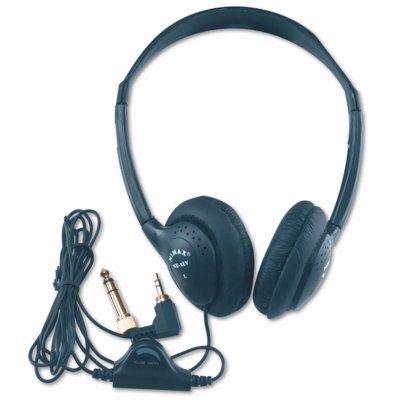 AmpliVox Sound Systems Personal Multimedia Stereo Headphones with Volume Control, Black                                                             