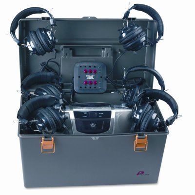 AmpliVox Sound Systems Deluxe CD/Cassette/AM/FM Six-Station Listening Center, Gray                                                                  