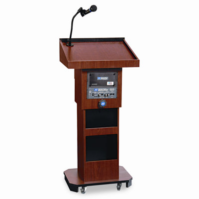 AmpliVox Sound Systems Presidential Plus Adjustable Wireless Column Lectern, 20 x 13 x 46-1/2, Mahogany