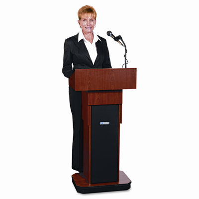 AmpliVox Sound Systems Presidential Plus Adjustable Wireless Column Lectern, 20 x 13 x 46-1/2, Mahogany