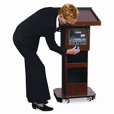 AmpliVox Sound Systems Presidential Plus Adjustable Wireless Column Lectern, 20 x 13 x 46-1/2, Mahogany