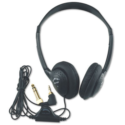 AmpliVox Sound Systems Personal Multimedia Stereo Headphones with Volume Control, Black                                                             