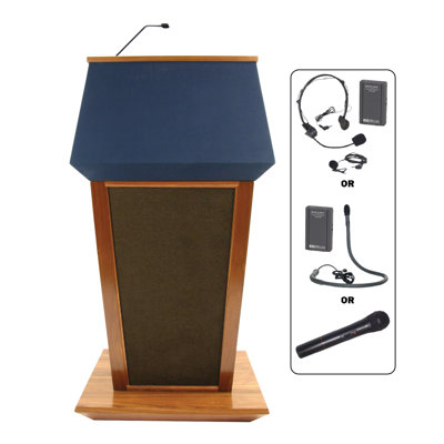 AmpliVox Sound Systems Wireless Patriot Lectern in Natural Walnut
