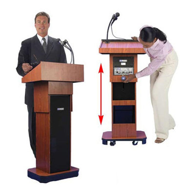 AmpliVox Sound Systems Executive Adjustable Height Sound Column Lectern
