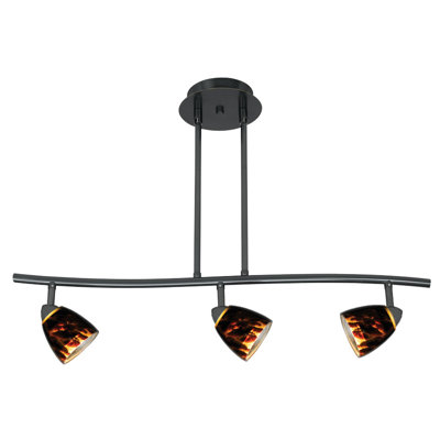Serpentine Three Light Track Light with Brown Spot Glass in Dark Bronze