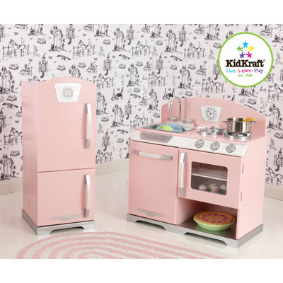 KidKraft Pink Retro Kitchen & Refrigerator