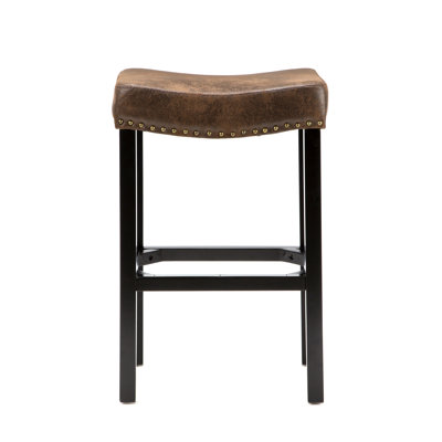 Armen Living Tudor Wrangler Backless Barstool in Brown