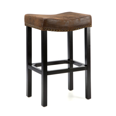 Armen Living Tudor Wrangler Backless Barstool in Brown