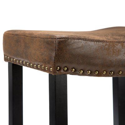 Armen Living Tudor Wrangler Backless Barstool in Brown