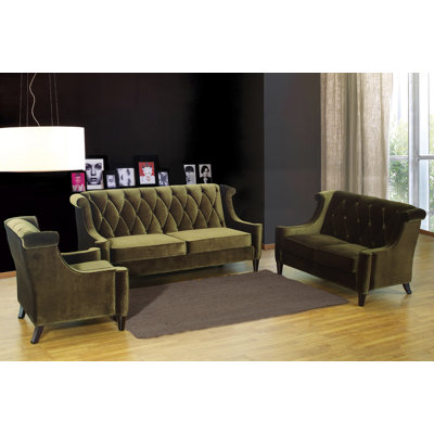 Armen Living Barrister Velvet Loveseat
